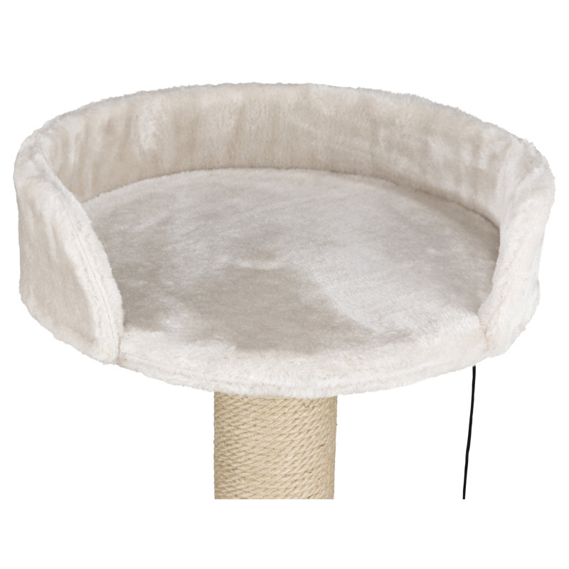 Mica 18-Inch Light Gray Sisal Cat Scratching Post with Plush Platform