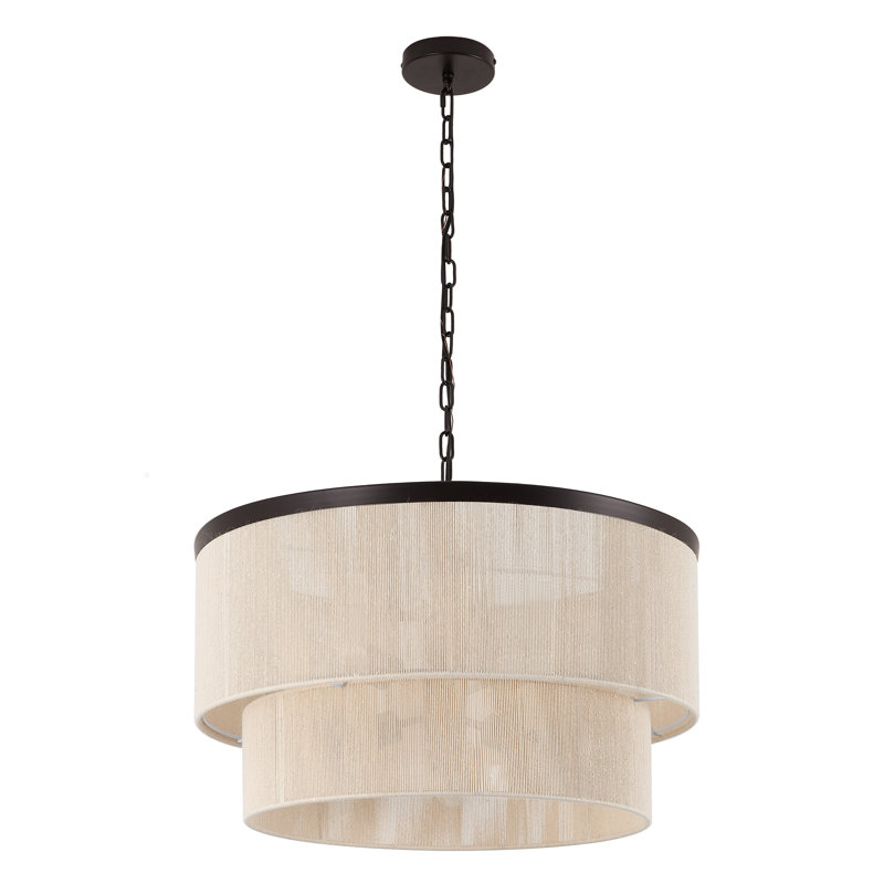 24" 6-Light Dimmable Drum Chandelier, Bronze, Beige