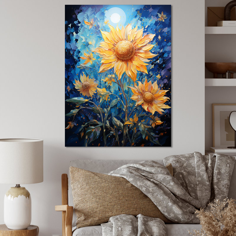 Expressionniste énergie tournesols II, H 20 po x l 12 po x P 1 po, Toile tendue