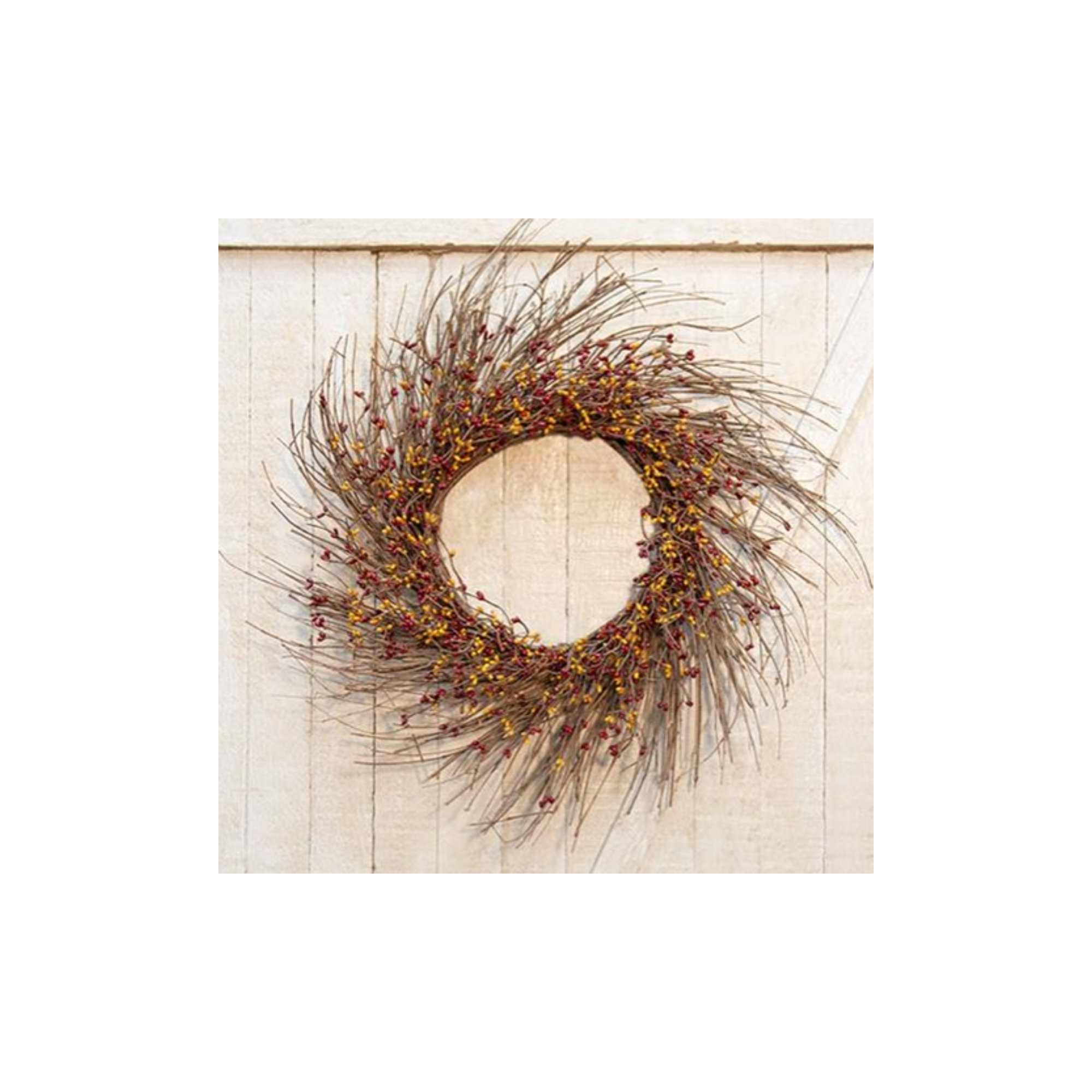 Fall Pip & Grapevine Wreath, Burgundy/Gold, 22" H x 22" W x 4" D