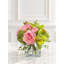 Pink and Green Real Touch Rose Orchid Centerpiece in Glass Vase