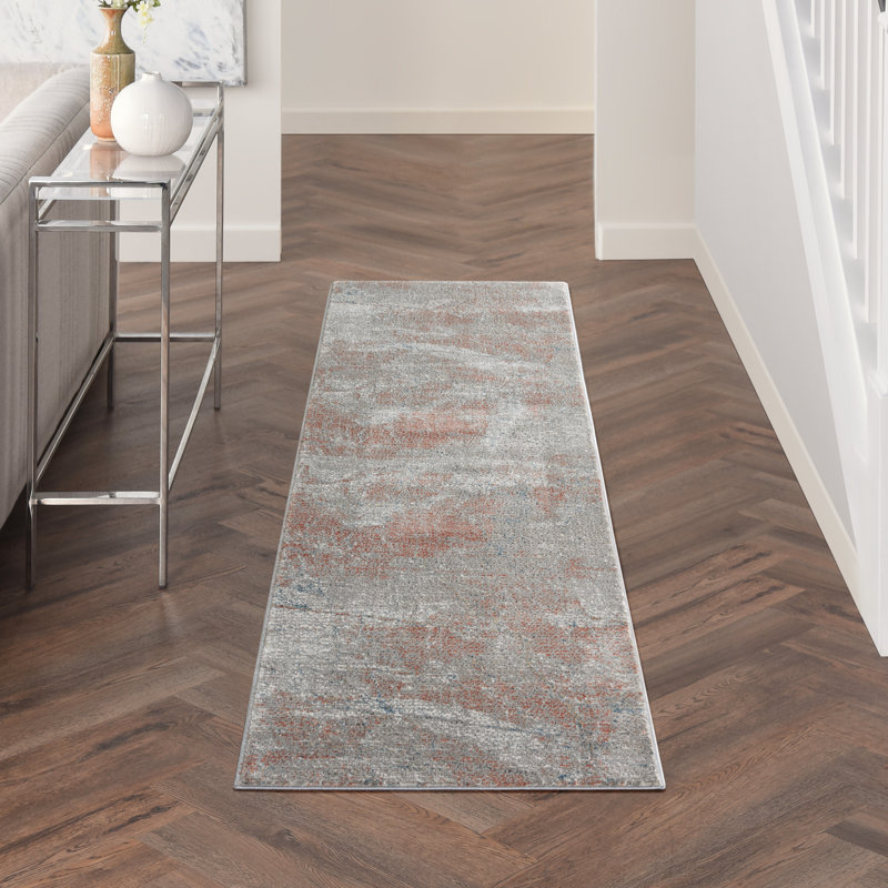 Tapis gris Modern, Tapis de couloir 2 pi 2 po x 7 pi 6 po