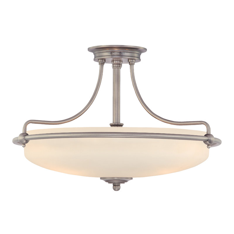 Elberta Glass Semi Flush Mount, Polished Chrome