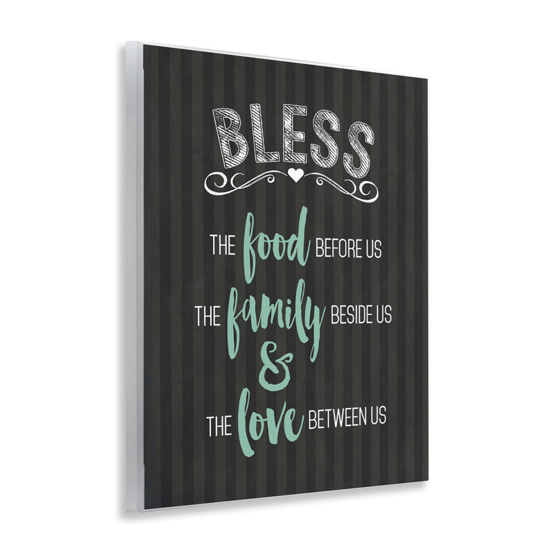 «Bless The Food Family & Love», plaque murale par lettrée et doublée