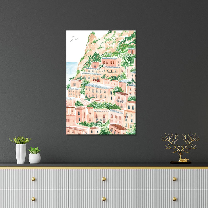 Un rivage italien, impression sur verre acrylique, H 32 po x l 24 po x P 0,25 po