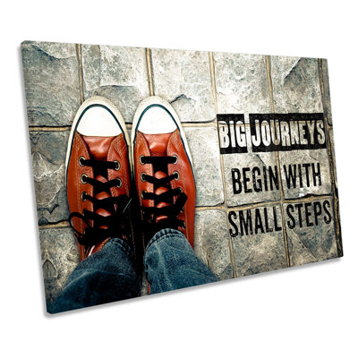 Quote Big Journey Small Steps - Wrapped Canvas Print