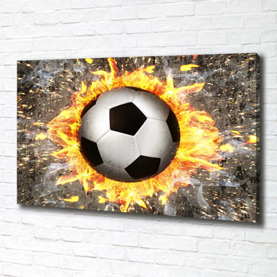 Burning Soccer Ball - Wrapped Canvas Print