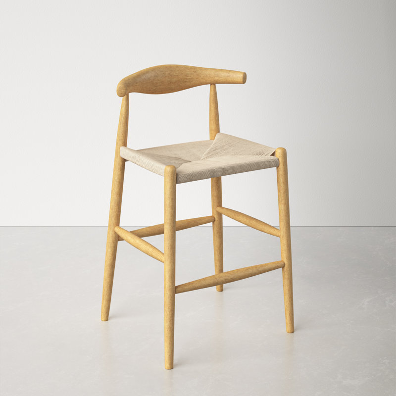 Ardo Solid Wood Bar & Counter Stool, Natural Paper Cord/Natural American Ash Wood, Counter Stool (24" Seat Height)