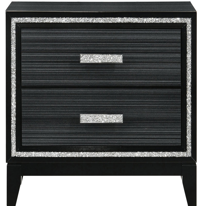 Table de chevet moderne noir patiné 2 pour la chambre à coucher - Vaste rangement avec mécanisme d'arrêt 2, attrayant