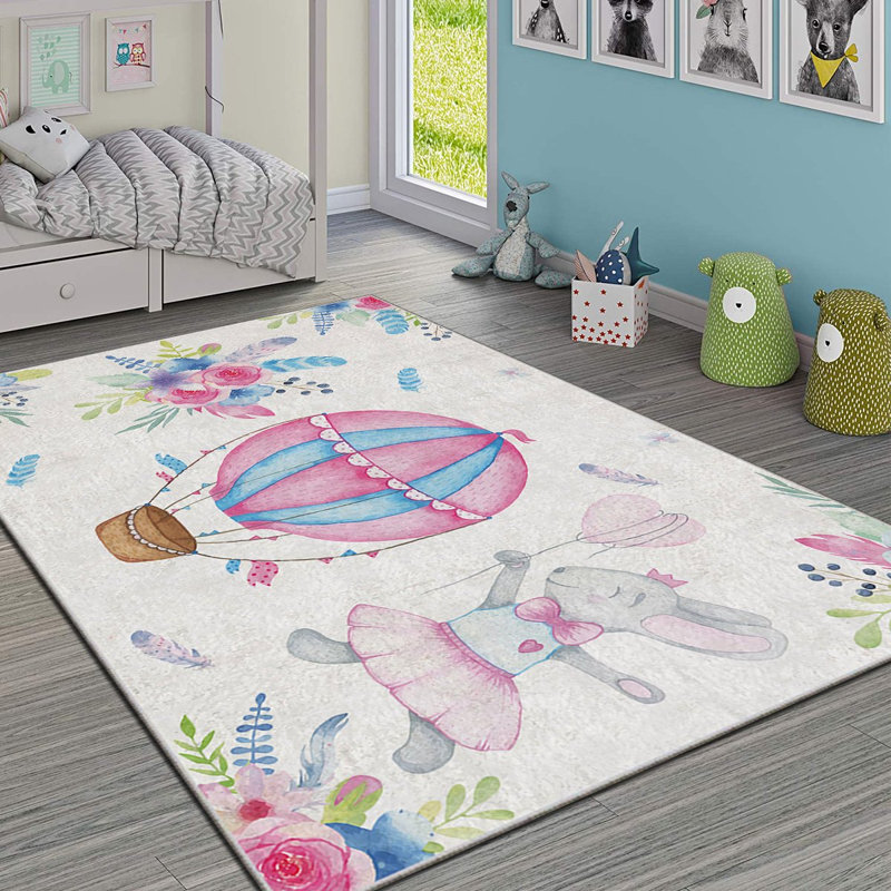 Tapis luxueux, 4,6 x 7,2 pi, 100% polyester, 740 g / m² | Revers en feutre antidérapant, éponge stratifiée pour le confort, antibactérien et facile à nettoyer | Tissu de velours élégant avec impression numérique, lavable à la machine