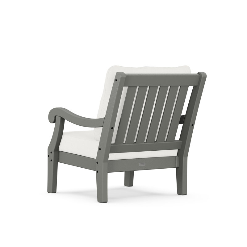 POLYWOOD x Birch Lane Veranda 4-Piece Deep Seating Set with Loveseat, Natural Linen Cushion/Slate Gray Frame