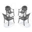 Chaise de patio en fonte d'aluminium 4 pièces avec structure et coussins noirs-531808079-531808065