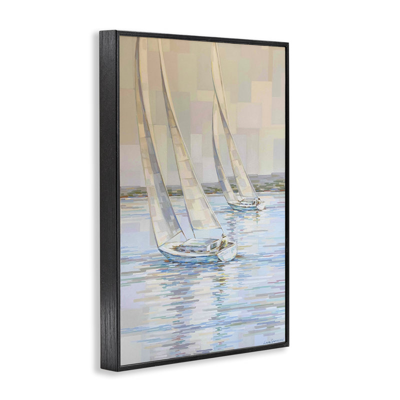 «Sunday Sail», impression impressionnante, giclée par Linda Sperruche, H 18 po x l 12 po, Giclée encadrée noir minuit