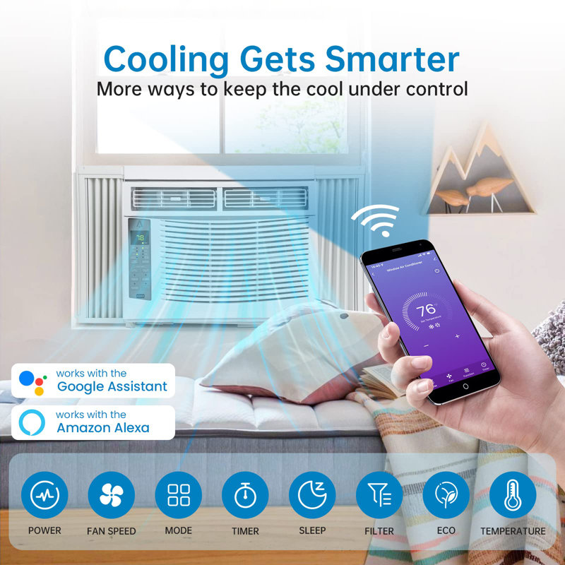 Babevy 6000 BTU Wi-Fi Connected Window Air Conditioner with Remote Included