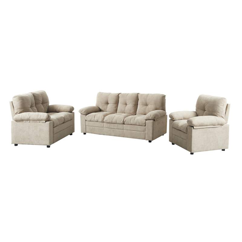 3 - Piece Living Room Set, Light Camel