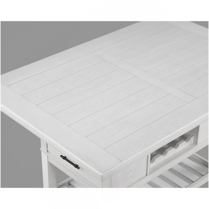 Ensemble de salle à manger 7 pièces à hauteur de comptoir Table rectangulaire blanche Bouteille de vin Chaises de rangement