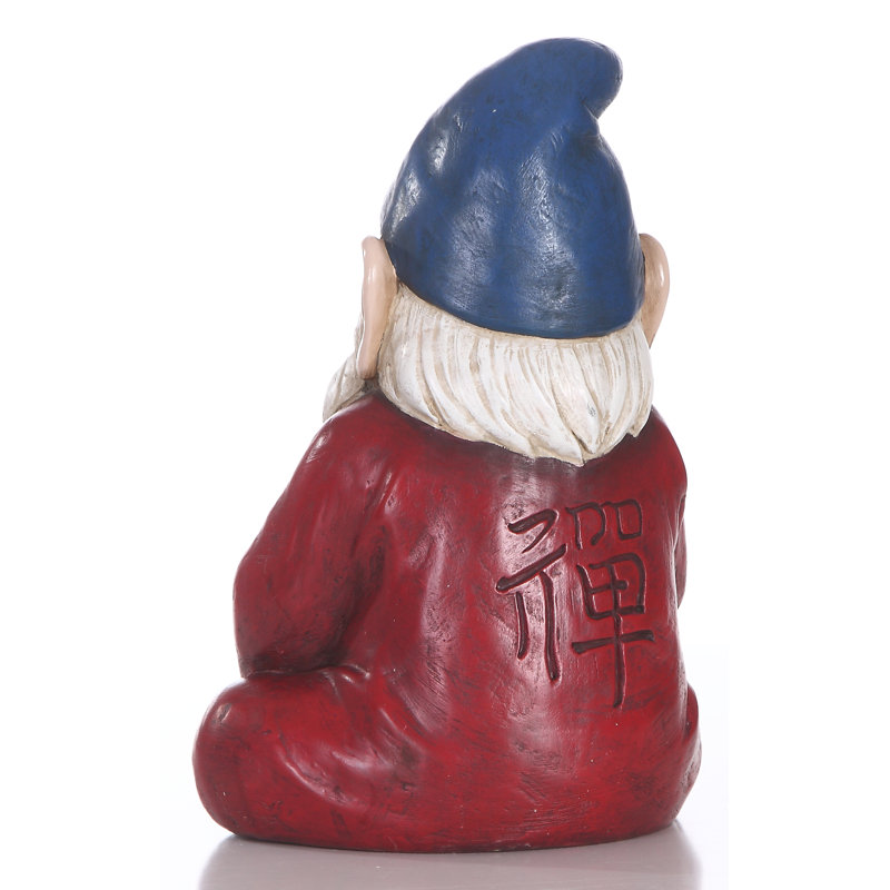  Zen Garden Gnome Statue, 25.4cm H × 16.5cm D × 17.8cm D