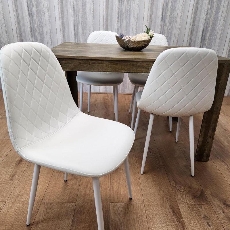 Aghaboy 4 - Person Dining Set, Natural, 75cm H x 140cm W x 80cm D, White