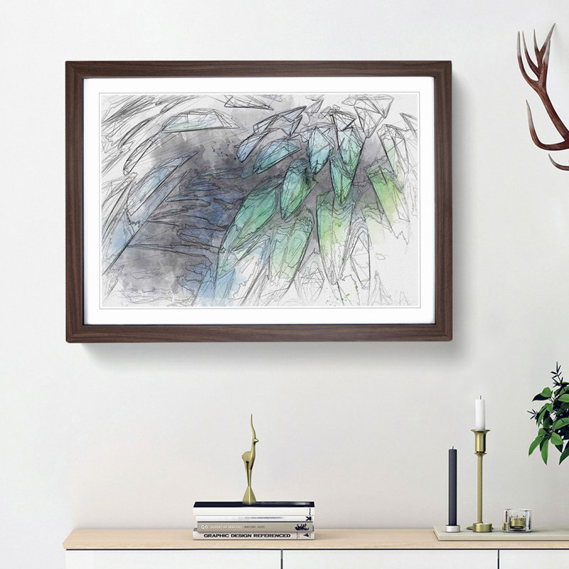 Parrot Feathers in Abstract - Picture Frame Graphic Art Print, 62cm H x 87cm W x 2cm D, Walnut Framed