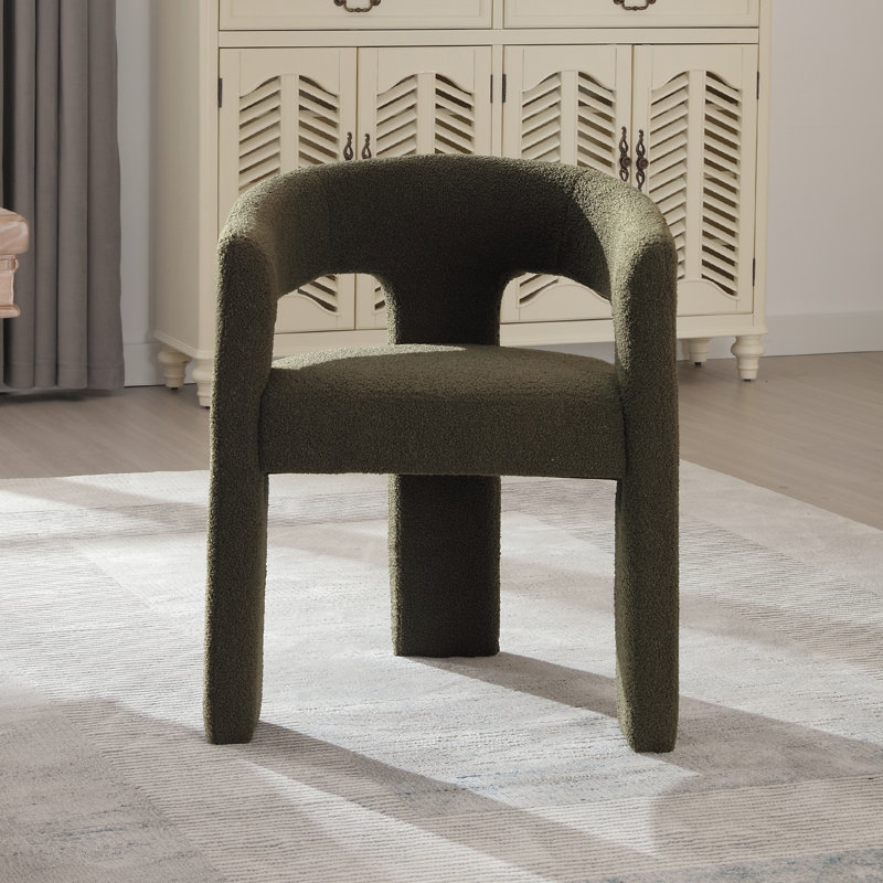 Chaise avec accoudoirs en fer Dalpat, Sherpa vert antique
