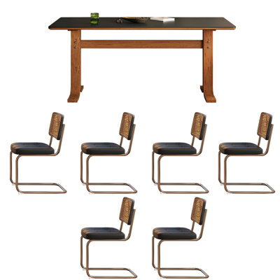 French retro dining table and chair combination