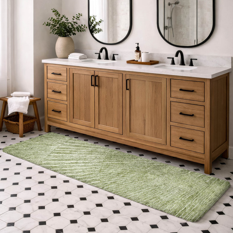 Premium Machine Washable Dream Shag ADS542 Fan-Like Rug, 2'3" x 7'6" Runner, Sage
