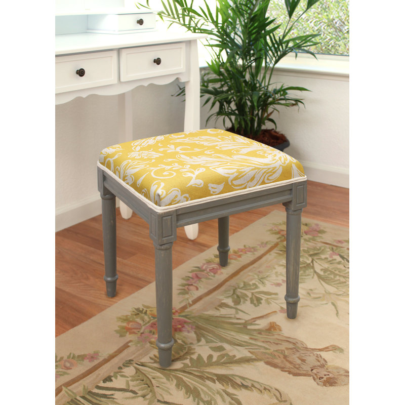 Tabouret de coiffeuse Camilly, Noyers, Jaune moutarde