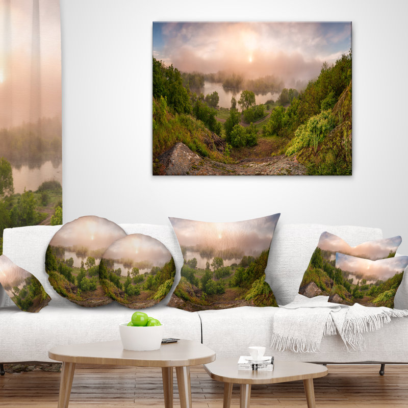Coussin décoratif de l’oreiller au-dessus du fleuve, 18 po x 18 po