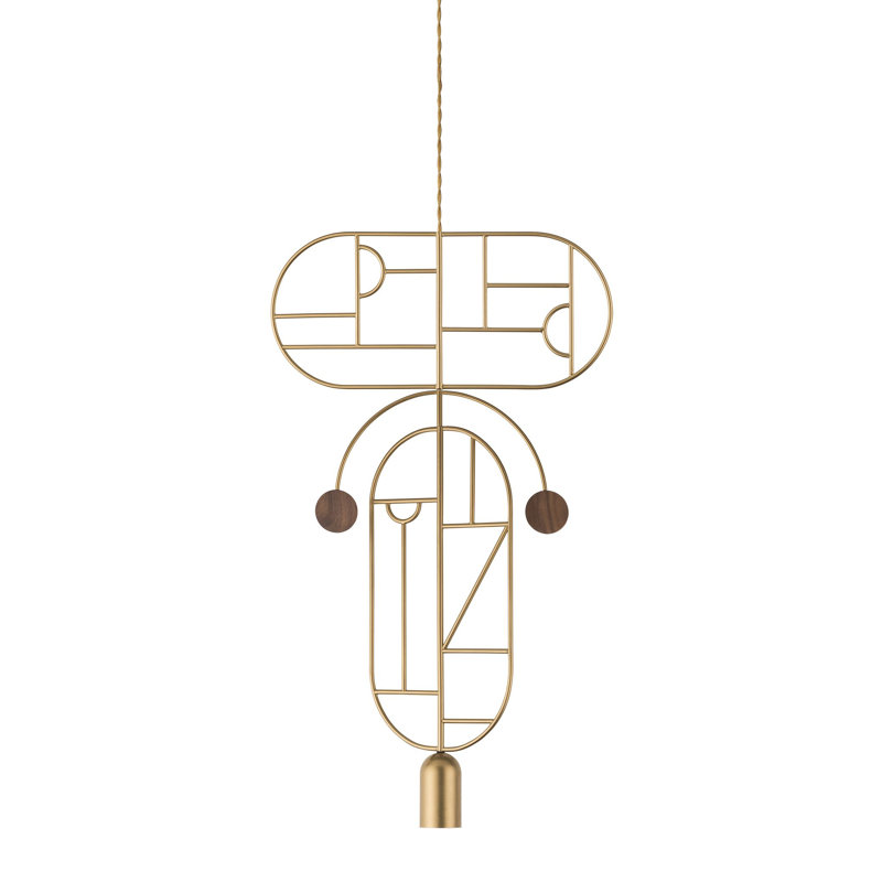 Wooden Dots 1 - Light Pendant, Walnut, Brass