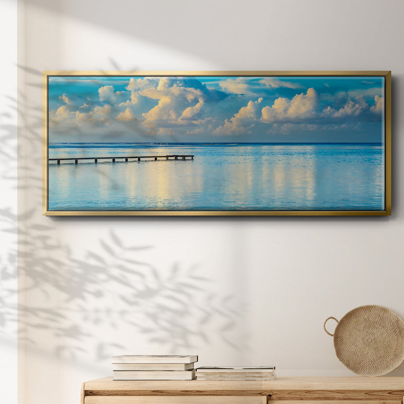 Sunrise Dock- Framed Canvas, 8" H x 20" W
