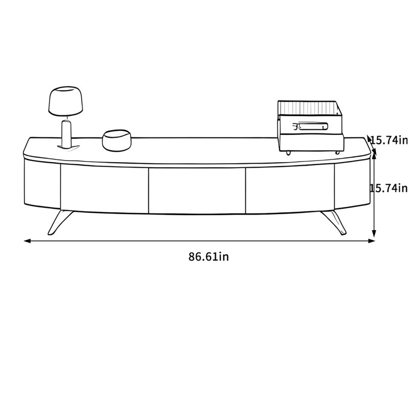 Solid Walnut Wood TV Stand with Storage, 15.74"H x 86.61"L x 15.74"W