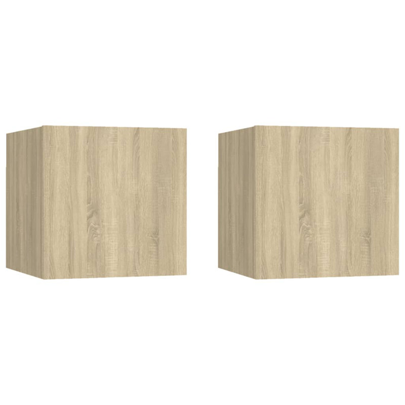 Drayden 30.5cm W Particle Board / Chipboard Bedside Table, Sonoma Oak, Set of 2