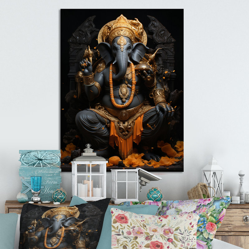 «Hinduisim Divine Ganesha II» - impressions murales en métal Hinduisim, H 32 po x l 24 po