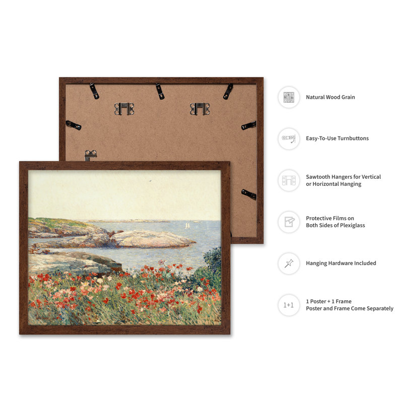 Coquelicots, peinture, Affiche, Encadrement brun, H 11 po x l 14 po