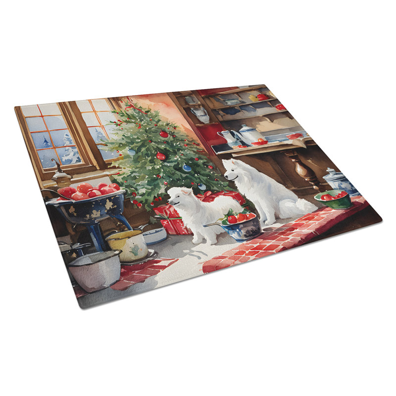 Planche à découper en verre Samoyed Christmas Cookies