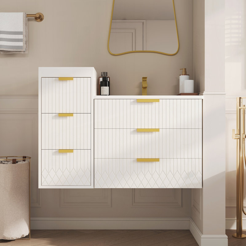 Armoire flottante murale 24 po avec armoire latérale, Blanc