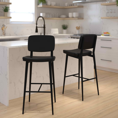 Tabourets de bar Barbarajo LeatherSoft avec repose-pieds intégré en fer