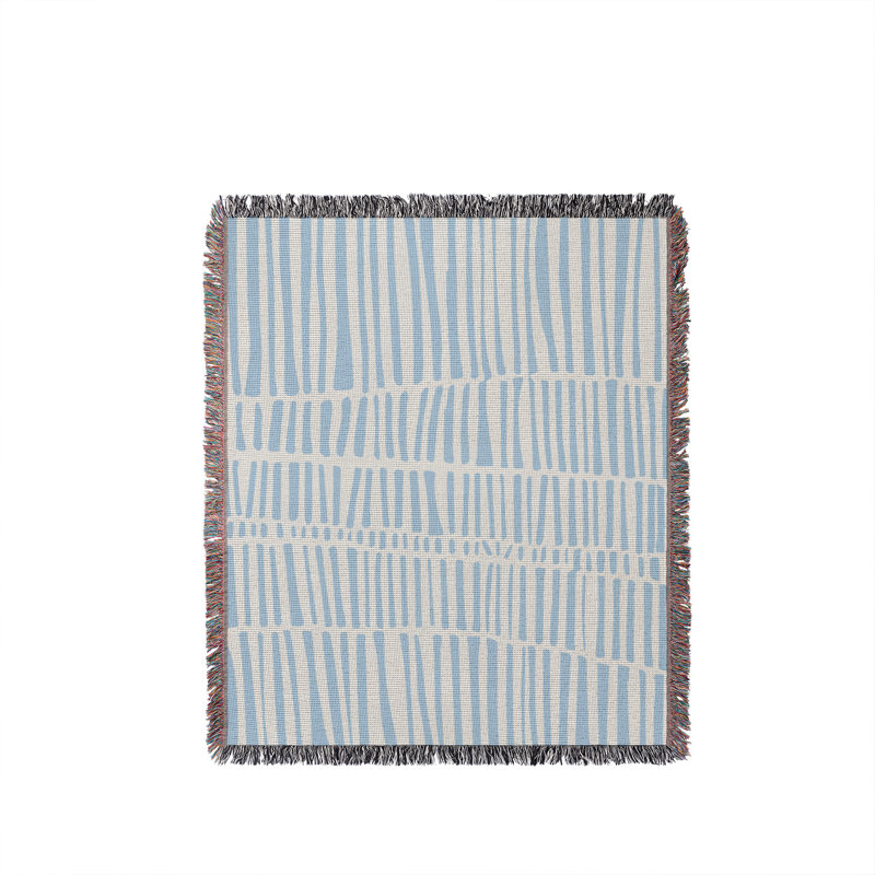 Jeté en coton Afia Tribal, Simple, Bleu ciel