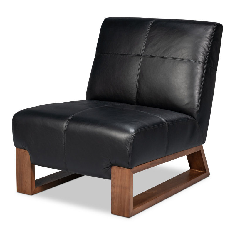 Chaise en cuir Wylam, Noir
