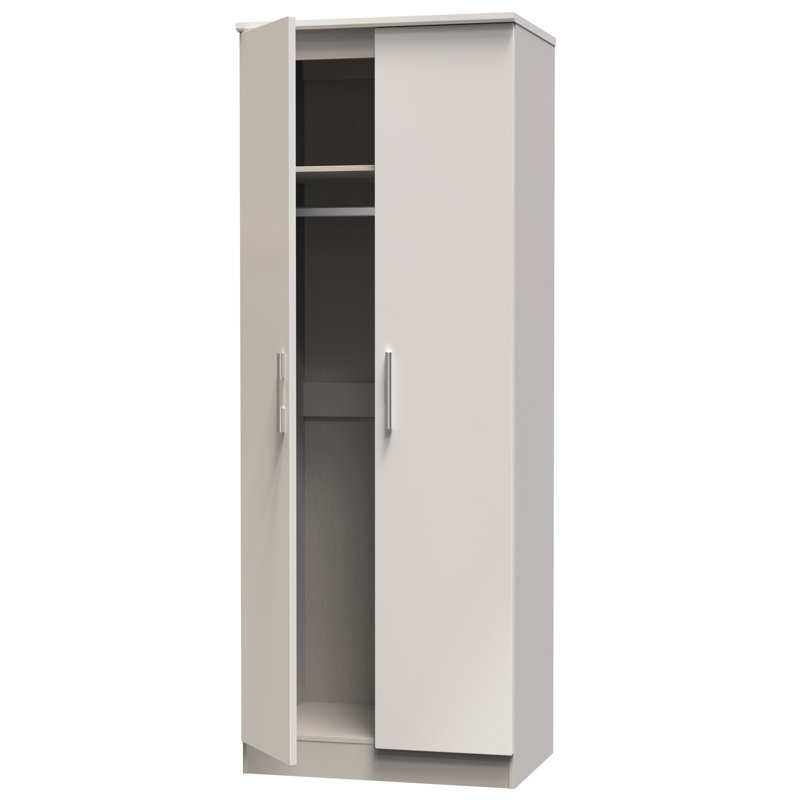 Borgeson 2 Door Wardrobe , 196" H x 74" W x 53" D, Gloss/Kashmir