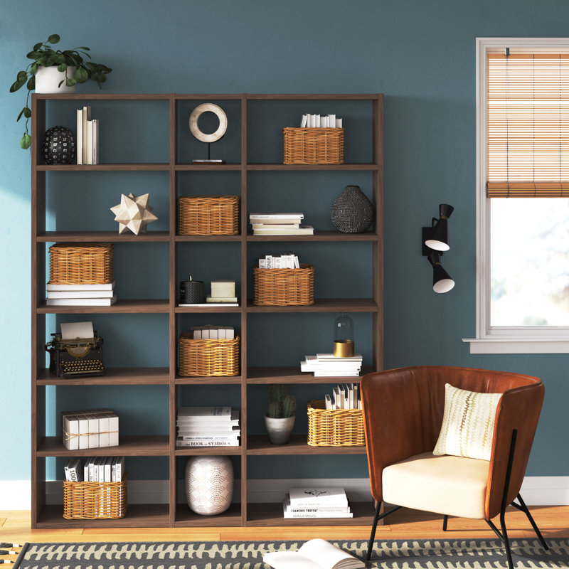 Araeya Geometric Bookcase, Walnut