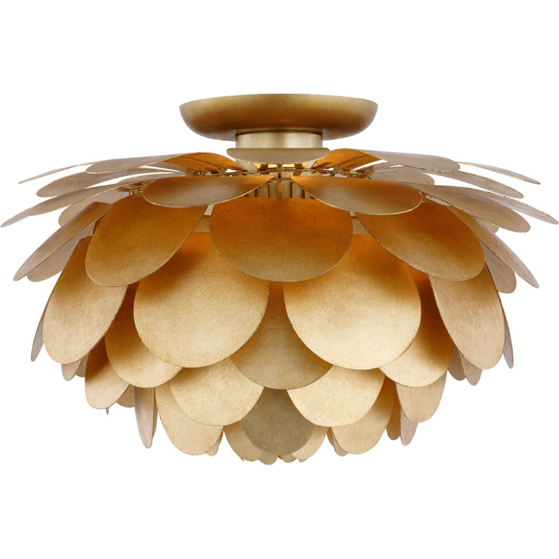 Chapman & Myers Cynara Flush Mount, Gild, 10" H x 17" W x 17" D