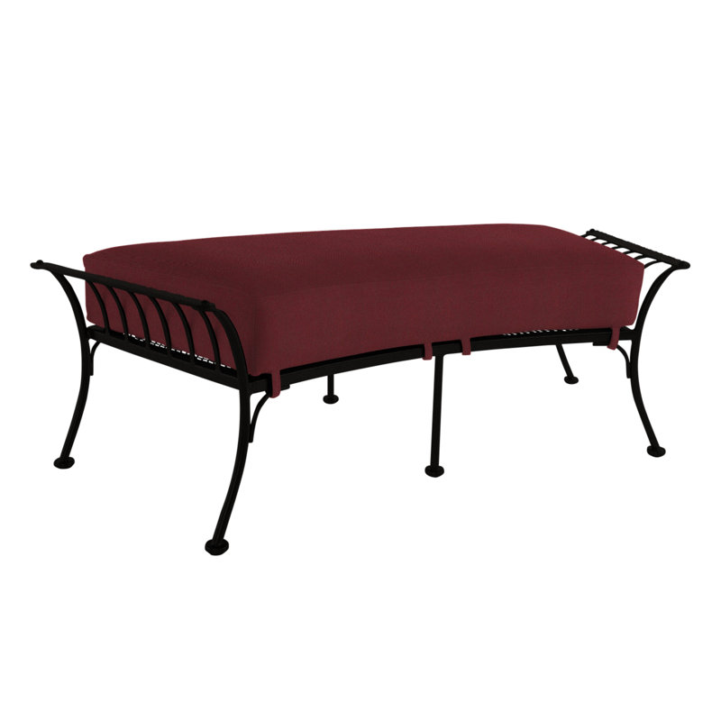 Monterra Rectangle Outdoor Ottoman Patio Ottoman, Chinchilla White, Carbon Black