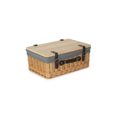 Wicker Lined Gift or Storage Hamper Basket with Lid