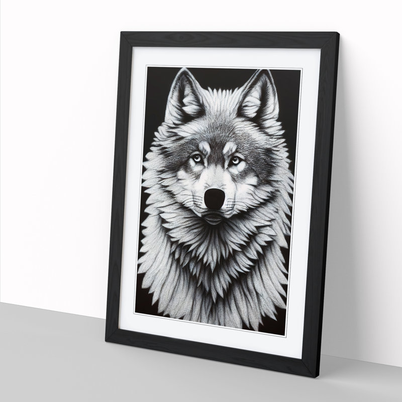 Wolf Chalk - Single Picture Frame Print, 34cm H x 25cm W x 2cm D, Walnut
