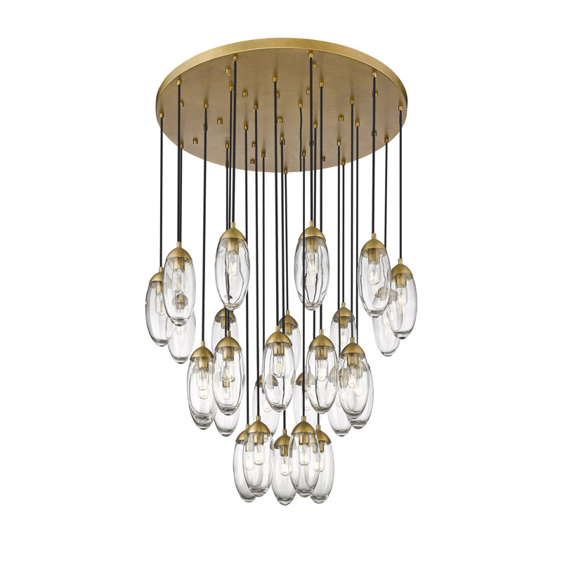 Doerun 27 - Light Dimmable Geometric Chandelier, Rubbed Brass