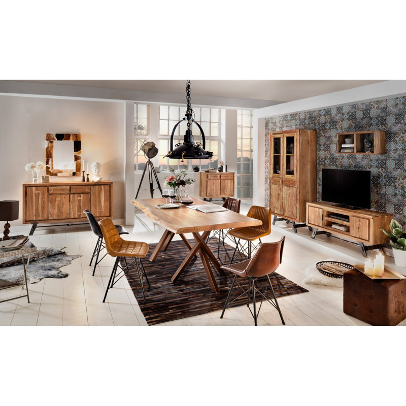 Sanita Acacia Wood Top Dining Table, 78cm H x 180cm L x 100cm W, Brown
