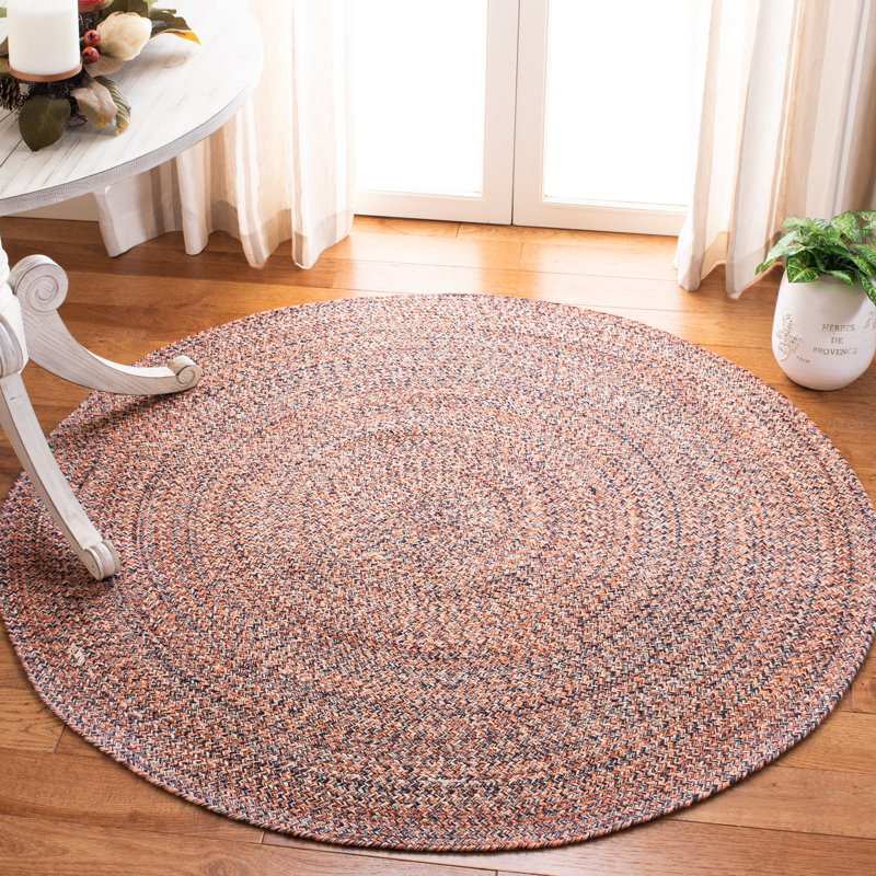 Manzi Hand Woven Cotton Chevron Rug, Round 6'