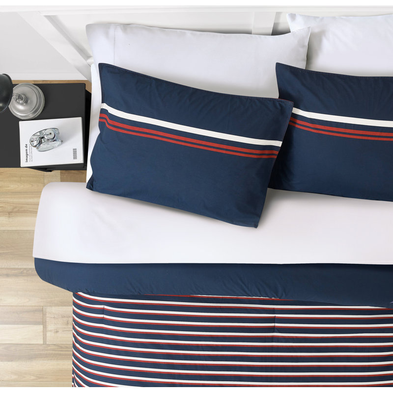 Full Red Cotton Reversible Sham Set