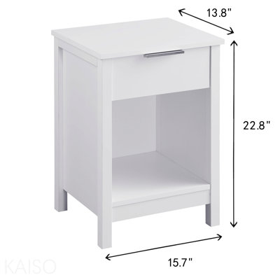 Table de chevet moderne avec tiroir et tablette de rangement ouverte, table de chevet minimaliste en bois
